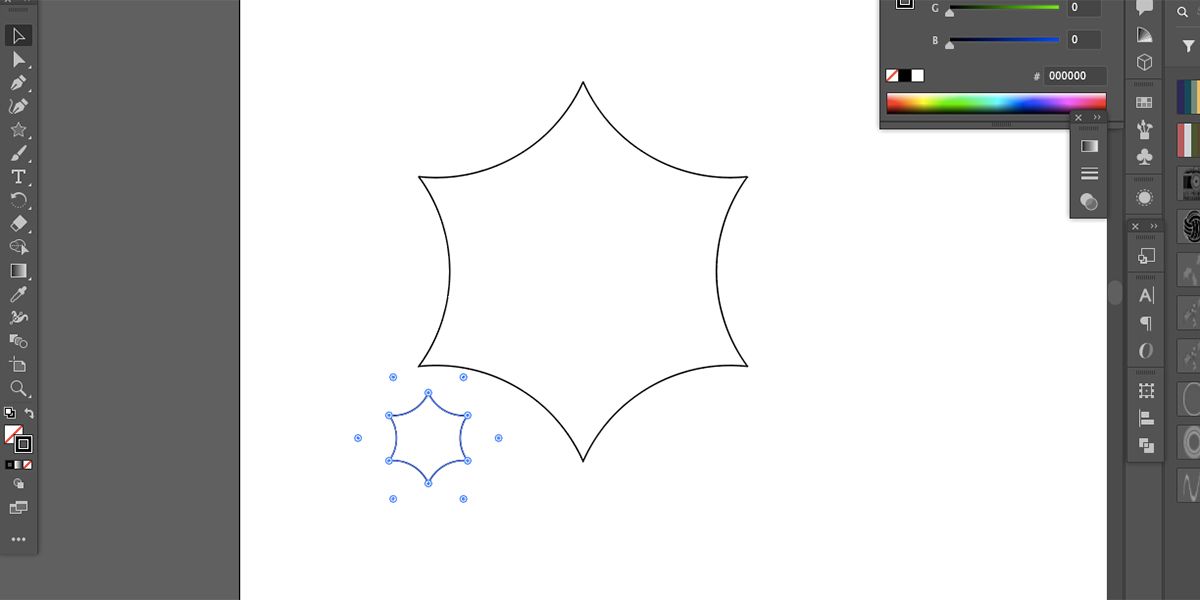 Illustrator with two identical shape outlines: one large and one small.
