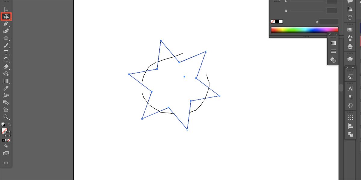Illustrator lasso tool with Star shape selected