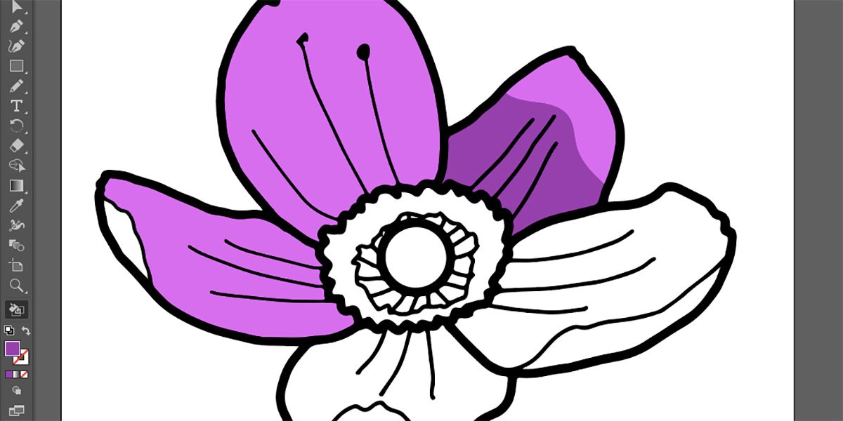 Illustrator artboard with multi-pink flower.