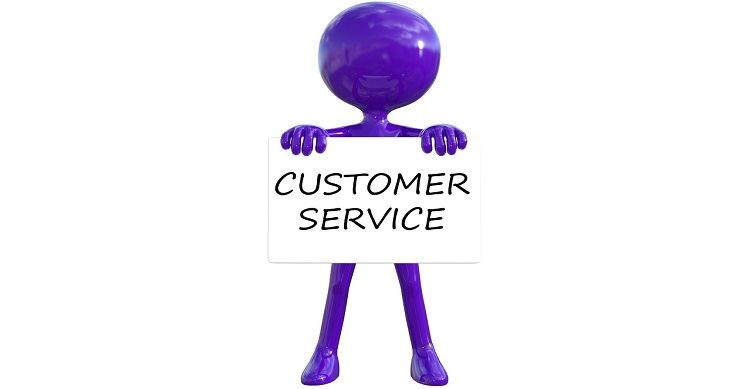 Image of a stick figure holding a sign that says customer service