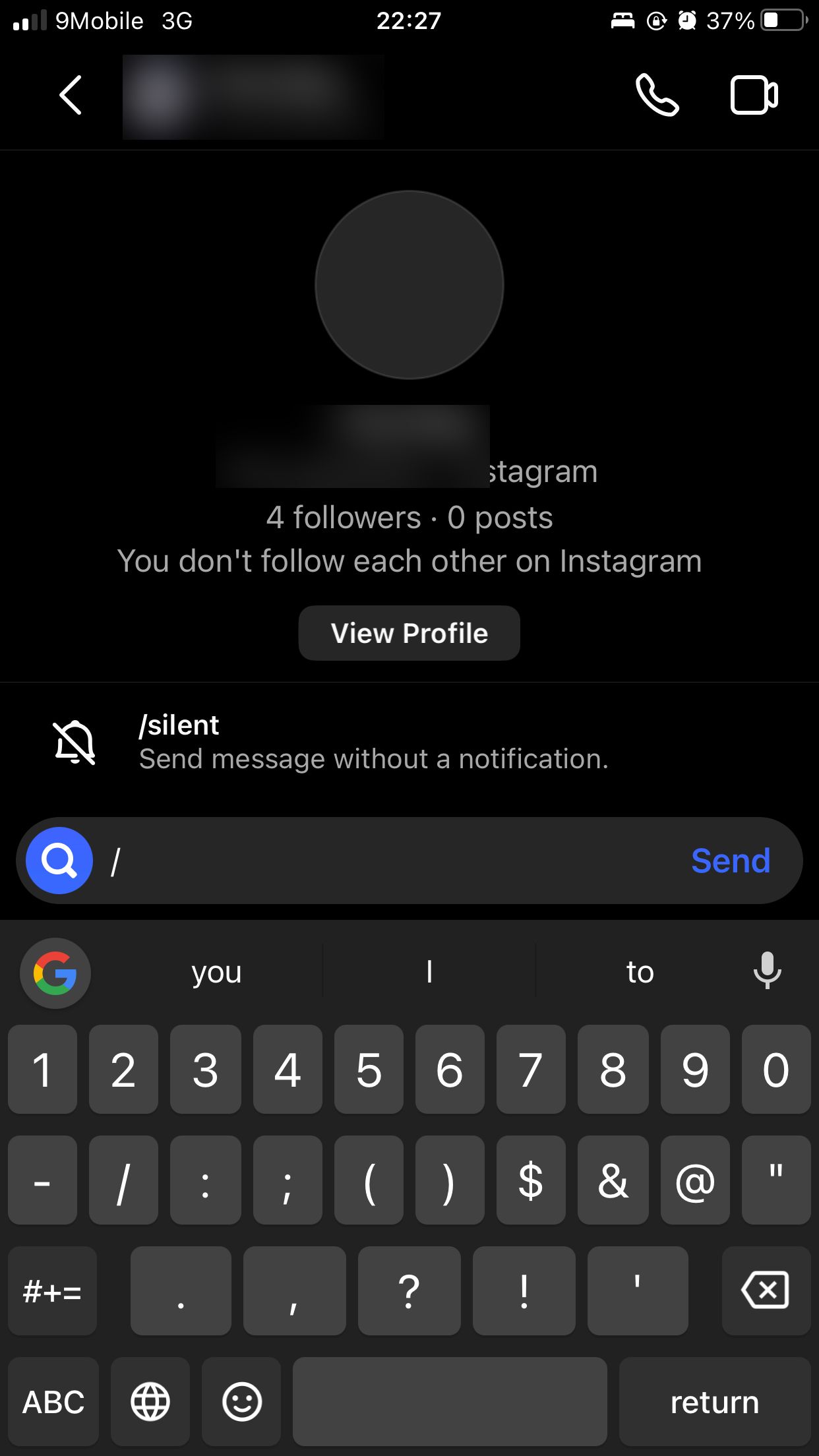 Screenshot of Instagram Silent Notification Prompt