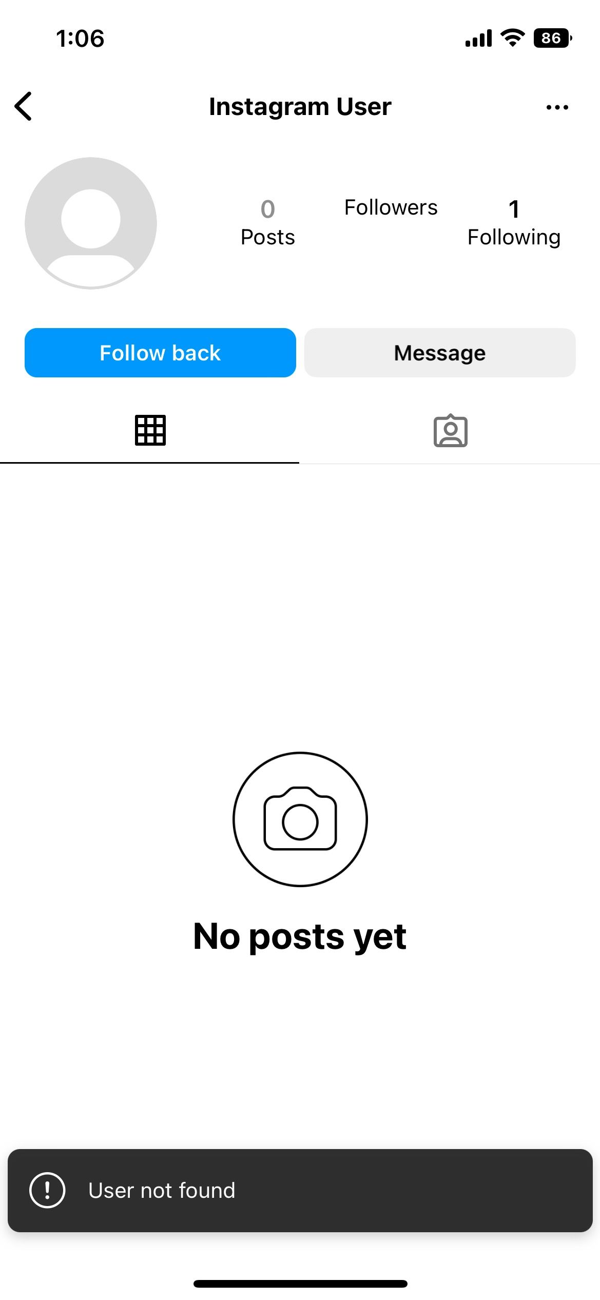 Instagram account deactivated