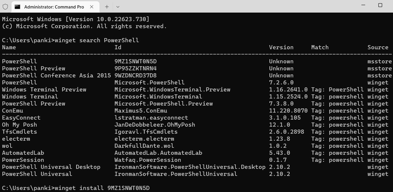 Install or Update PowerShell via Winget Command