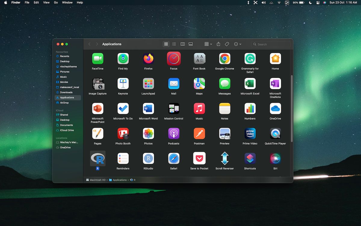 application folder on a Mac 