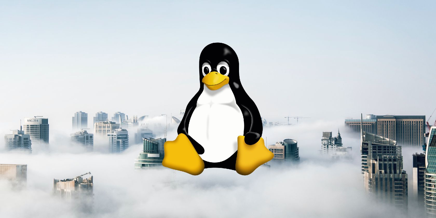 Linux mascot in the cloud