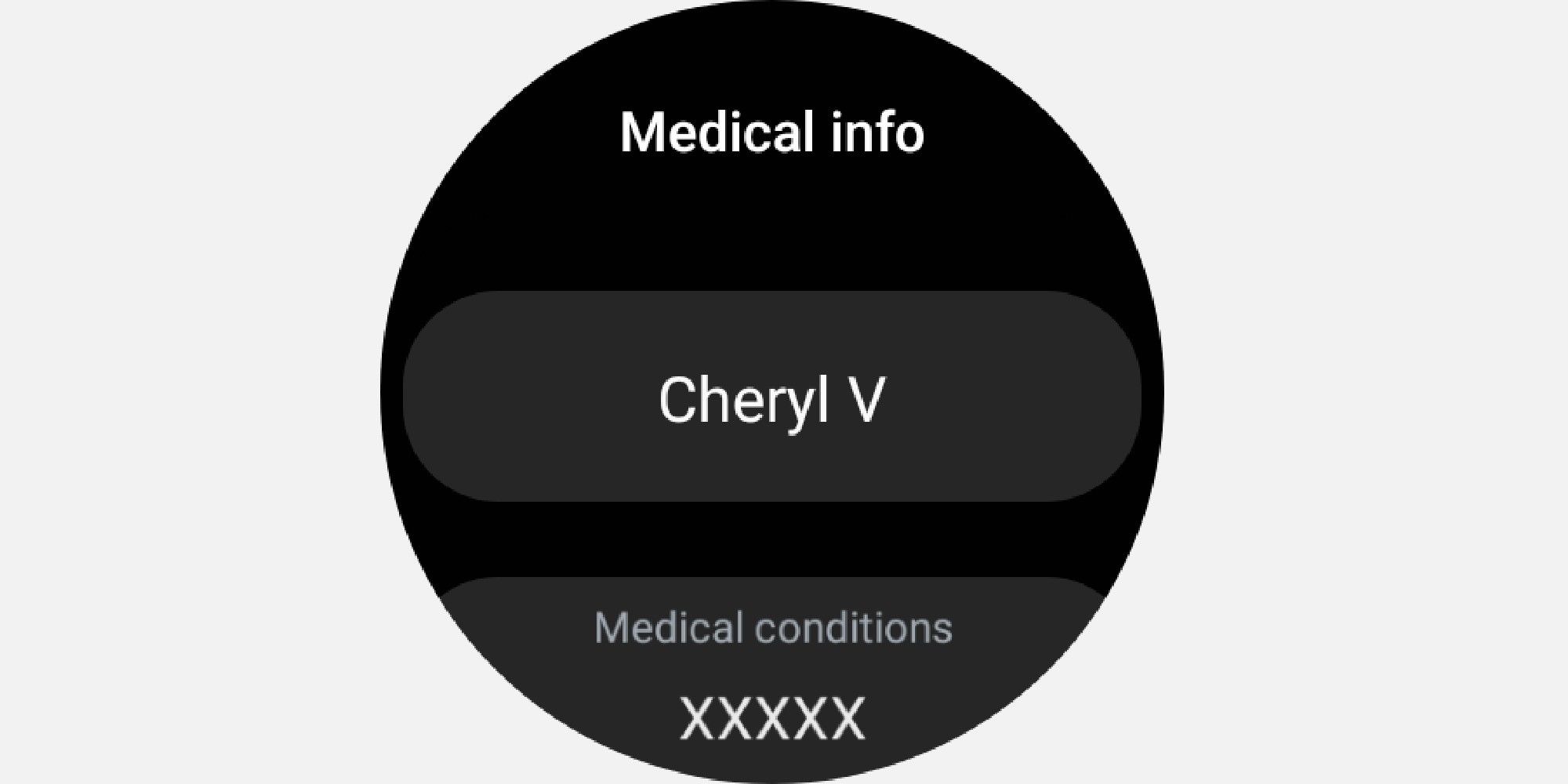Medical info on smartwatch