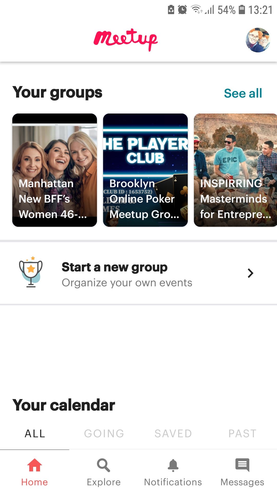 Meetup groups events mobile app