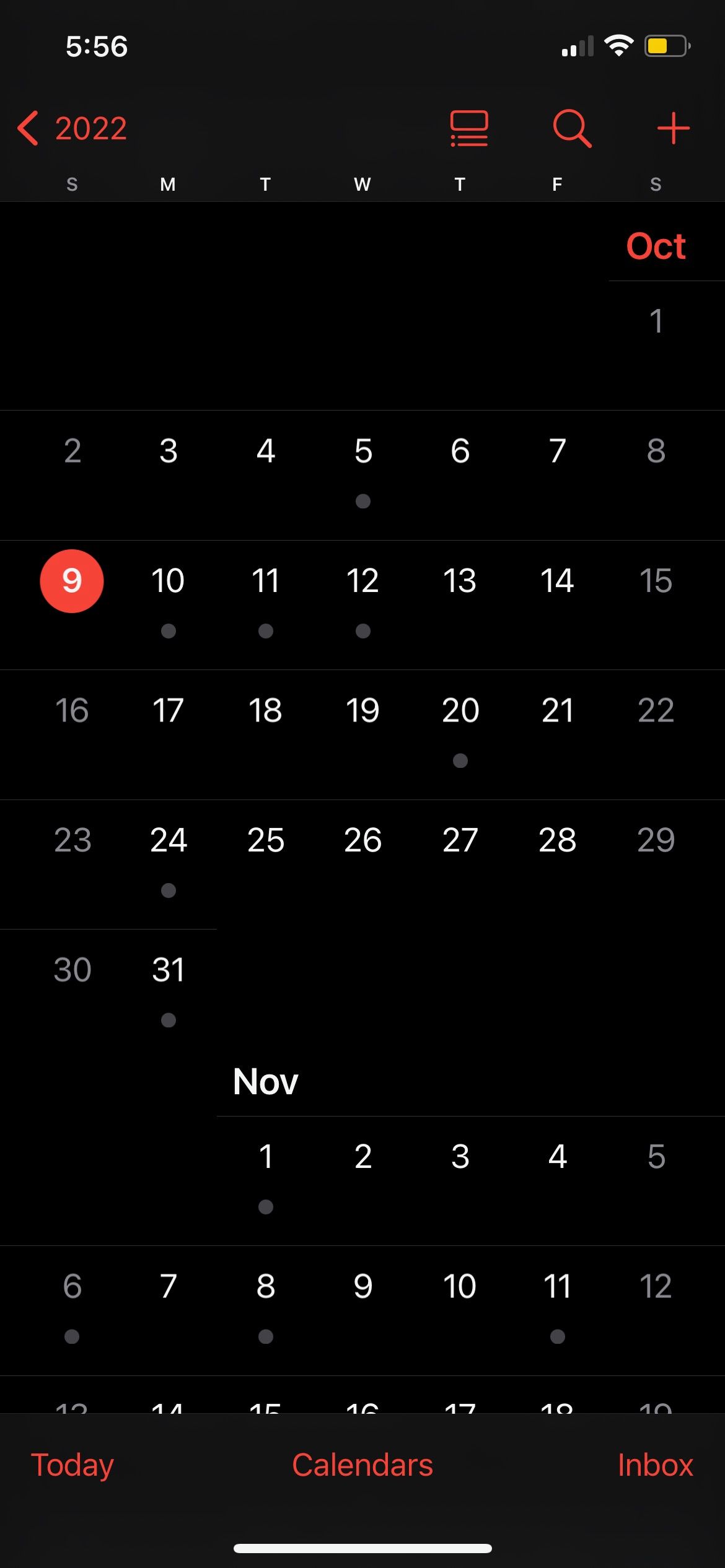 Monthly View Calendar iPhone