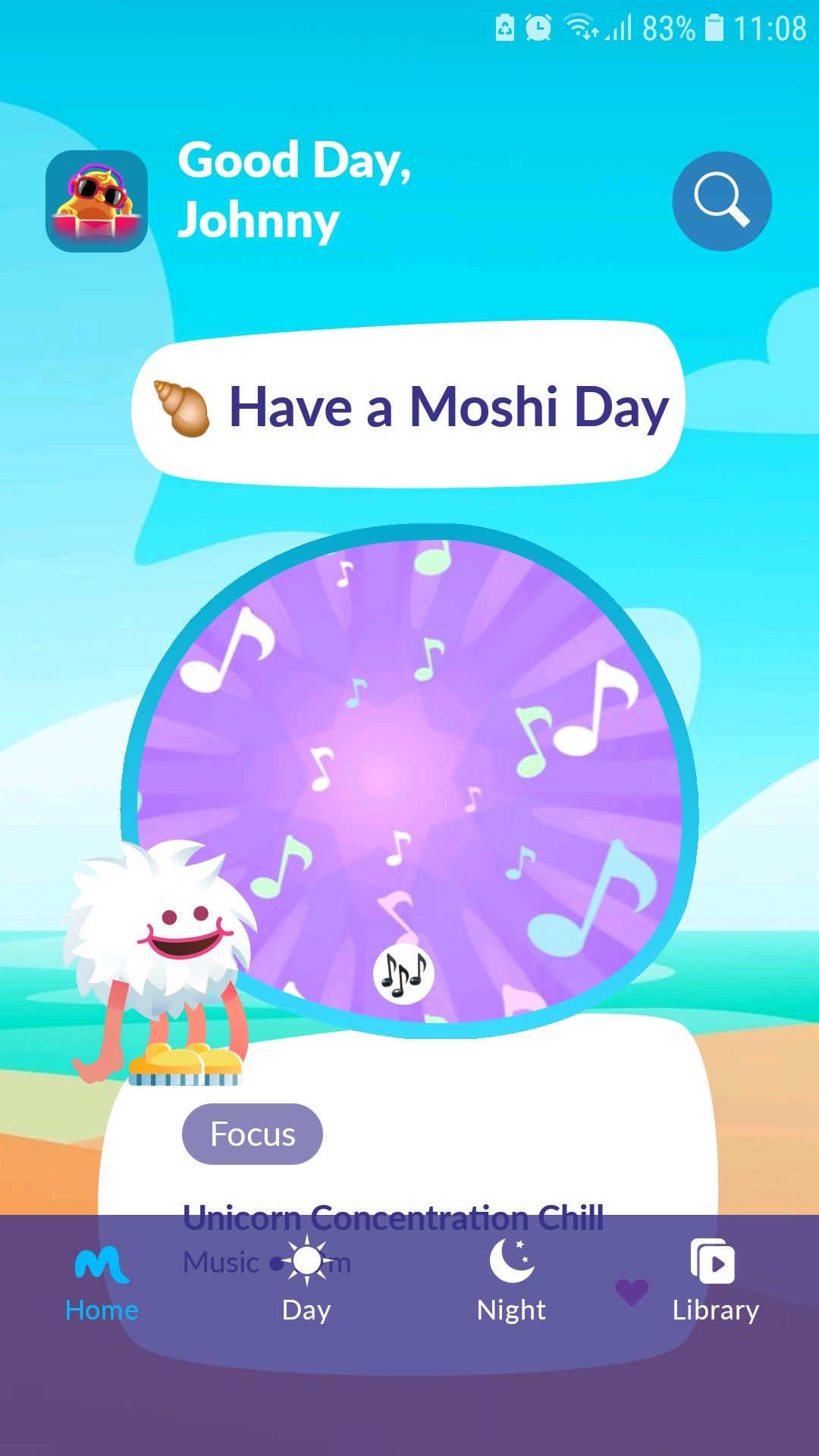 Moshi Kids Sleep and Mindfulness mobile App home