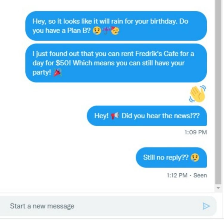 Twitter conversation with emojis