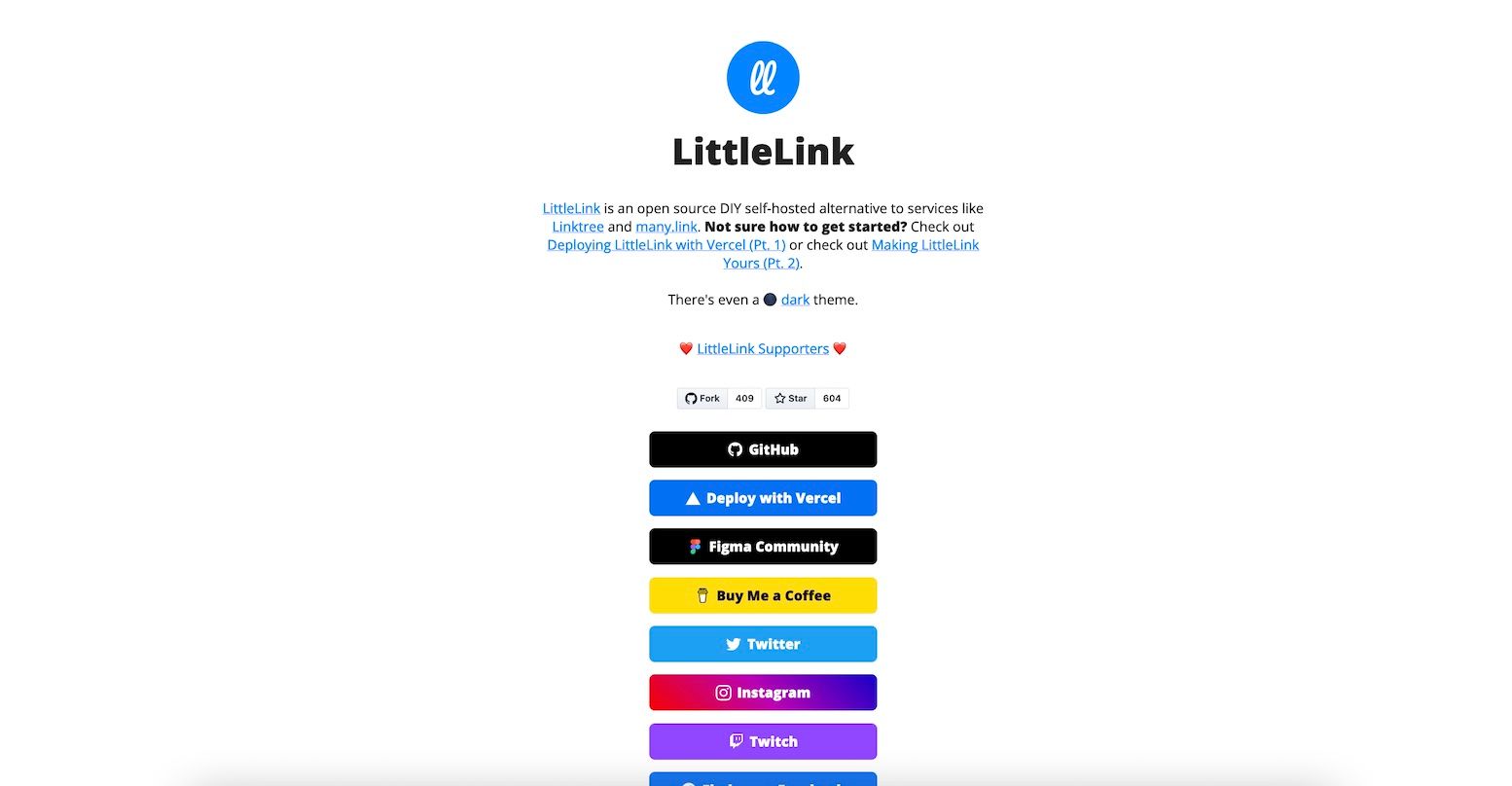 Screenshot of LittleLink web page.