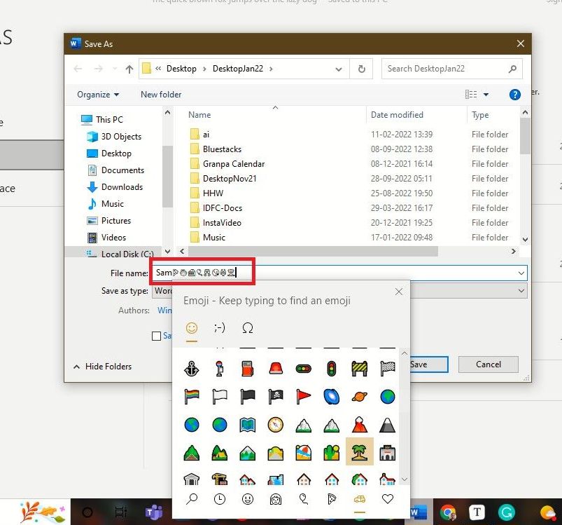 Name File With Emoji Using Save As Option Resize