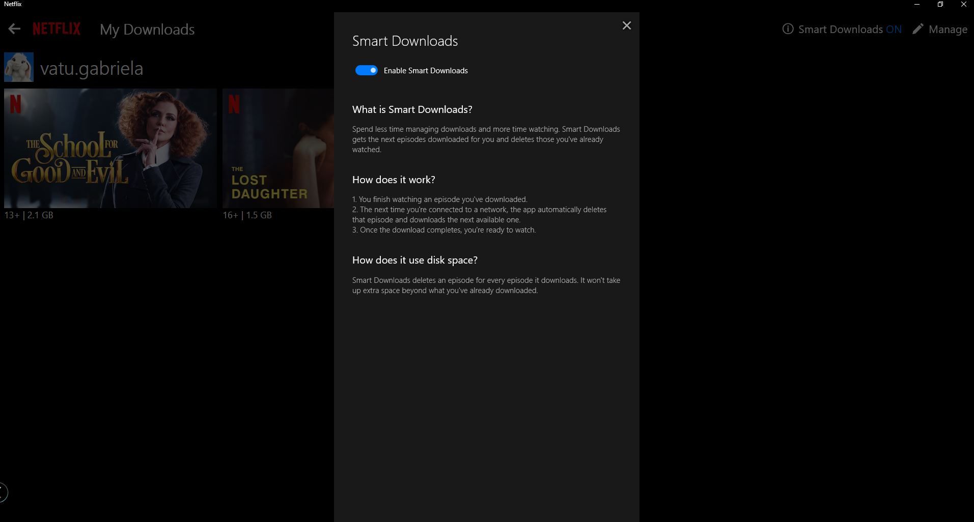Netflix smart downloads