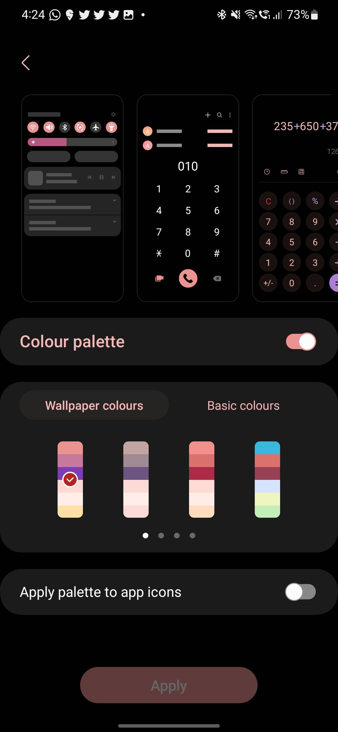 پالت رنگ در One UI 5