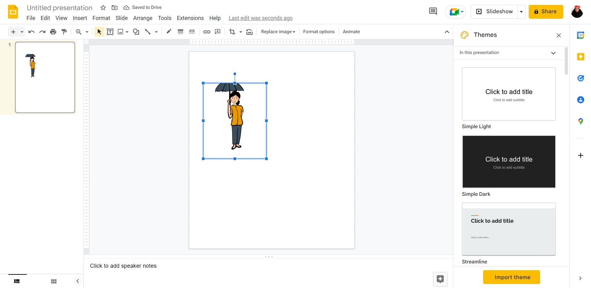 Adding a character into Google Slides
