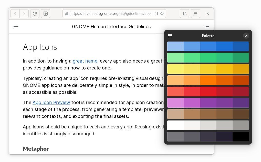 Application Palette pour GNOME