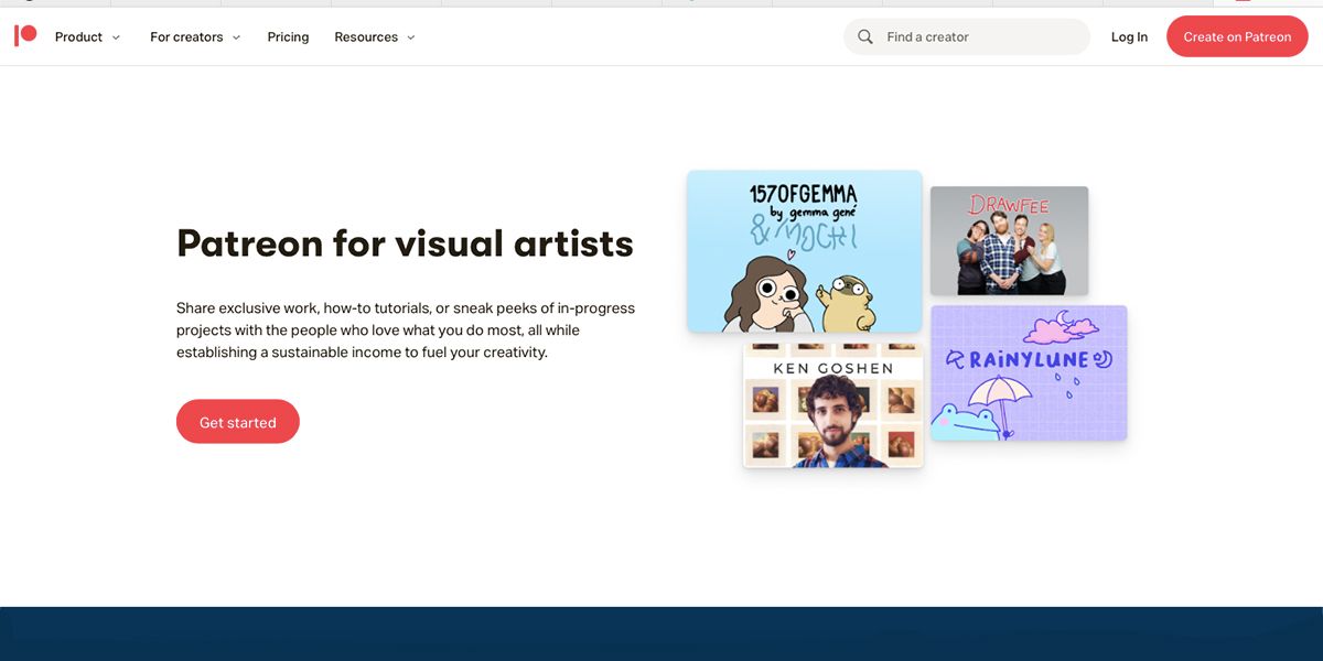 Patreon page for visual creators