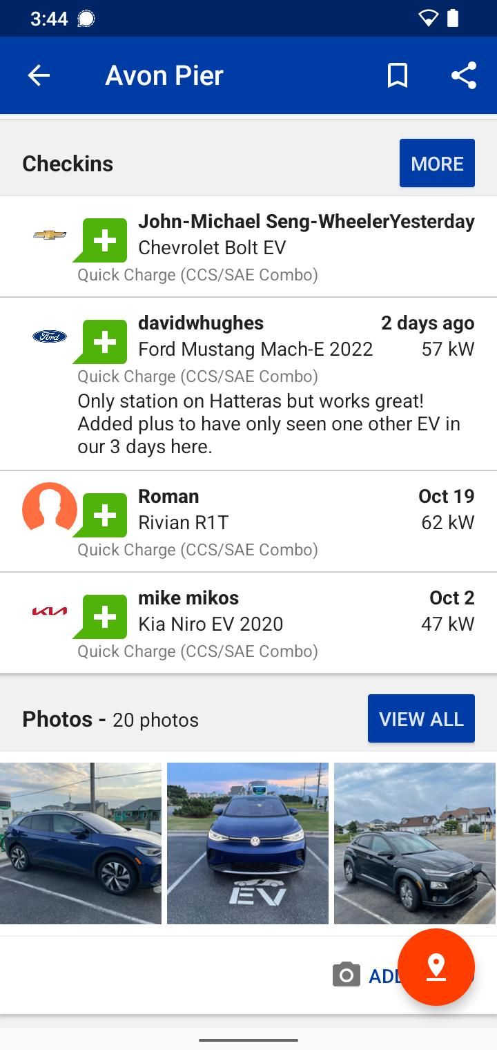 Comments and check-ins within PlugShare app on Android