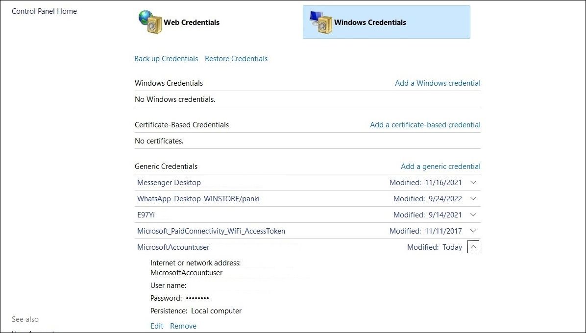 Remove Credentials From Credential Manager