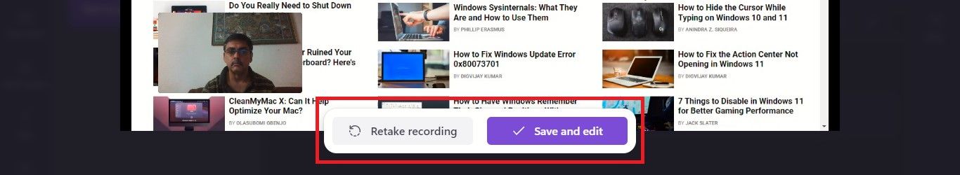 You Can Choose To Retake Recording Or Save and Edit It