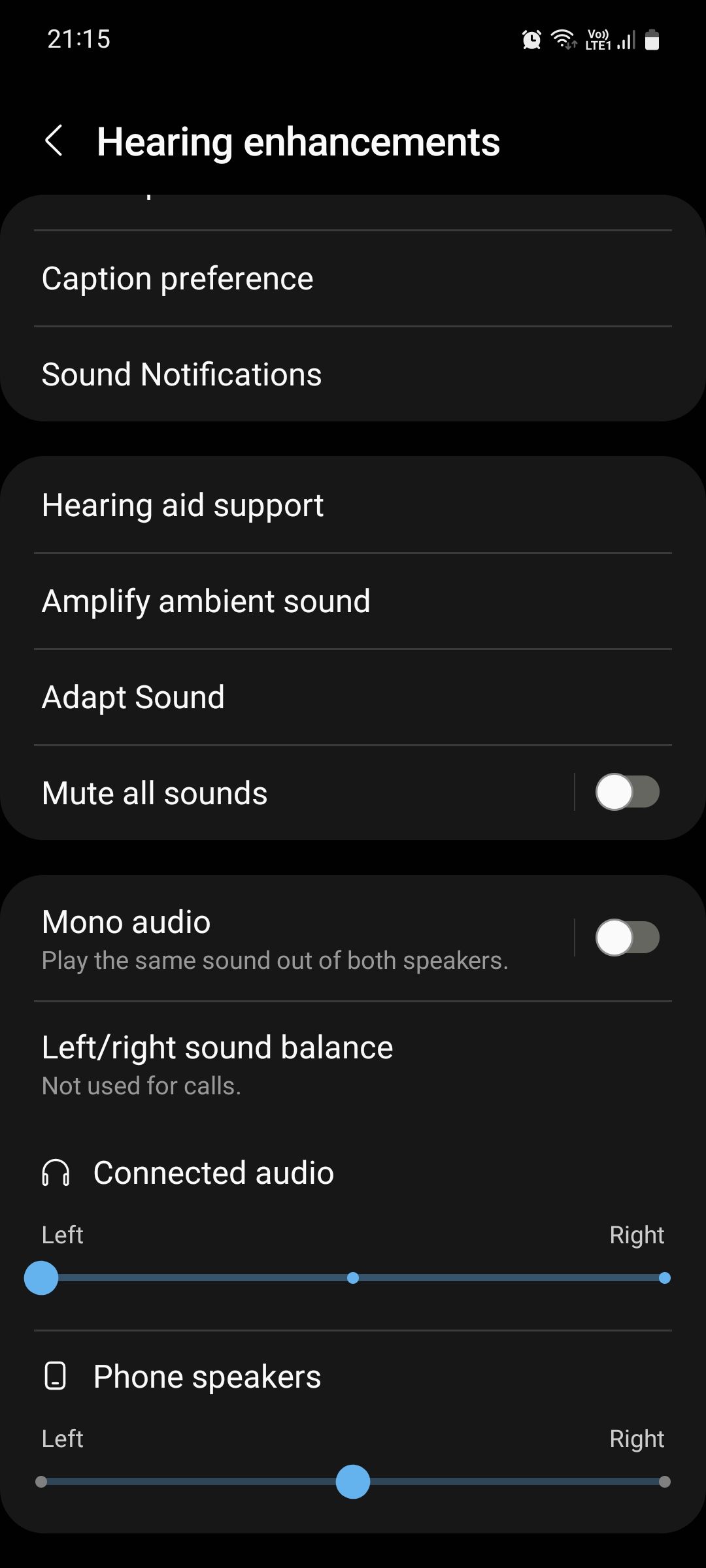 Samsung Accessibility Hearing enhancements