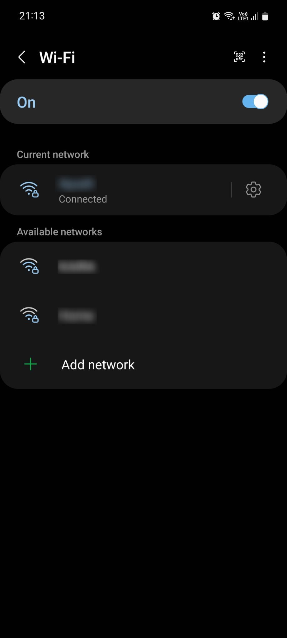 Samsung Connections Wi-Fi menu