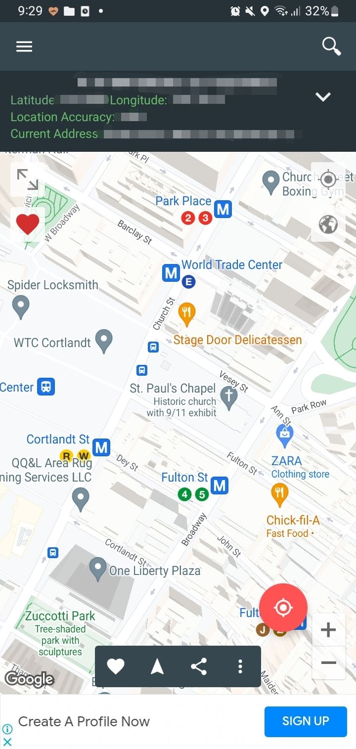 Screenshot My Location app map