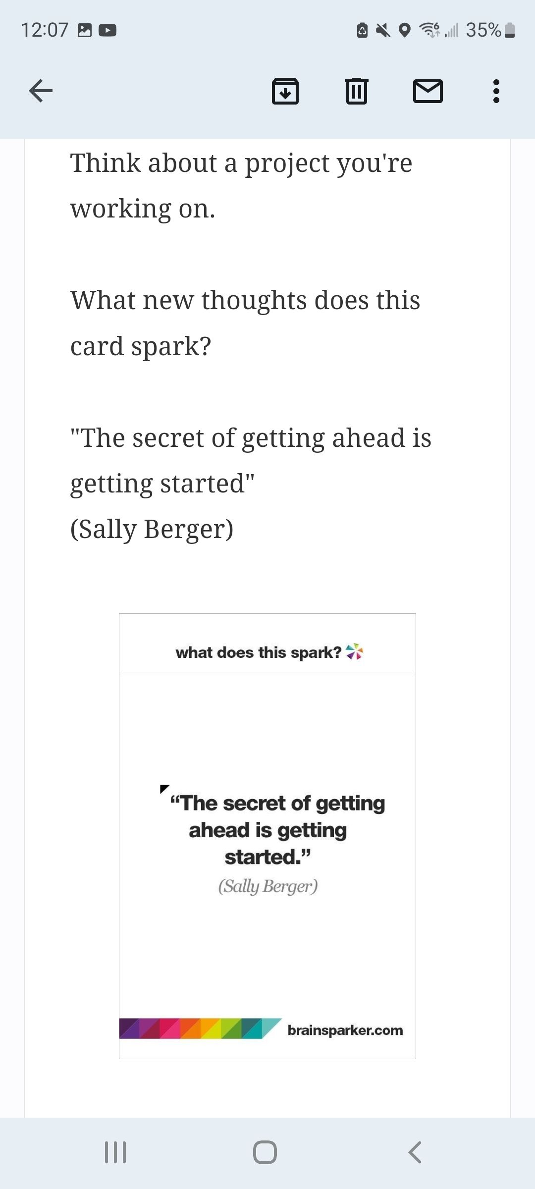 Screenshot of Brainsparker email 2