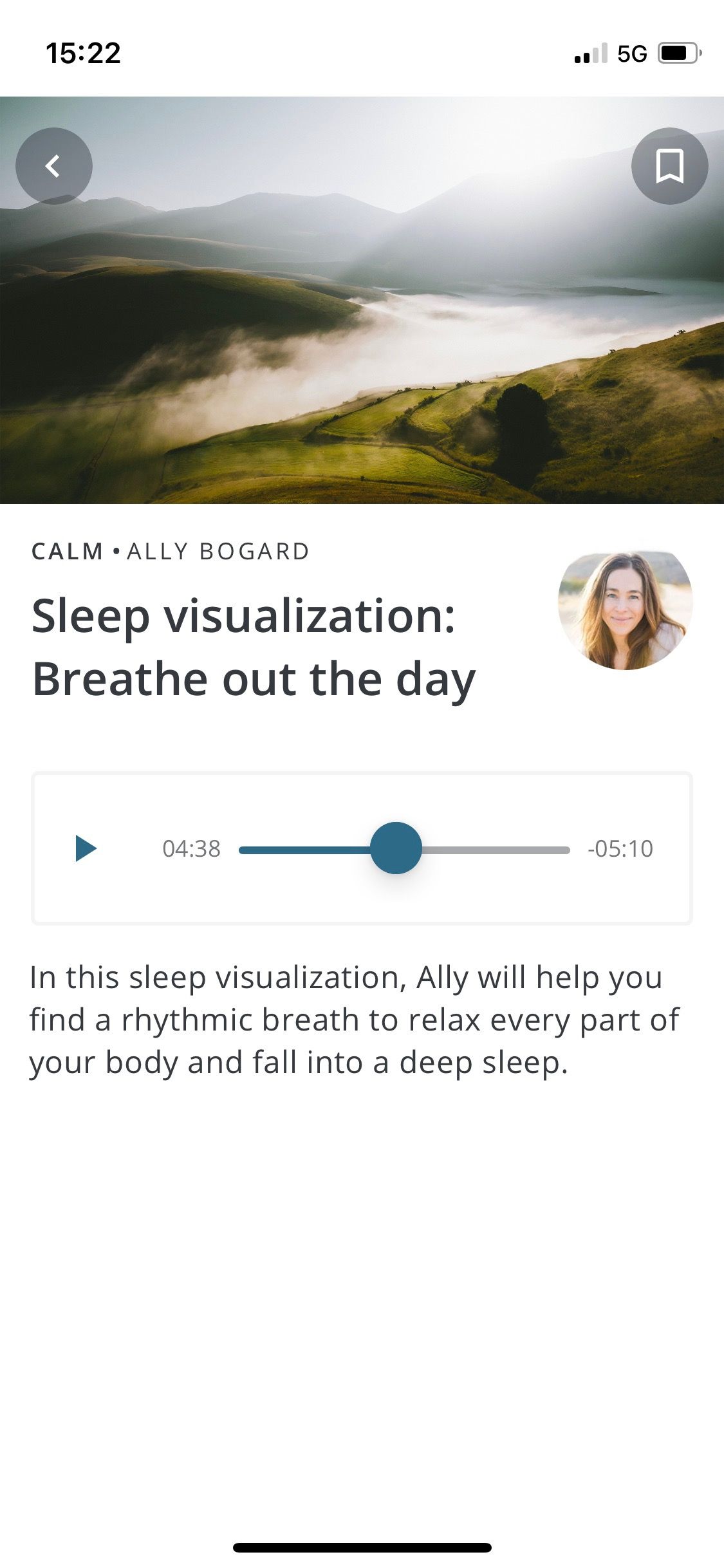 Screenshot of Centr app showing sample sleep visualization