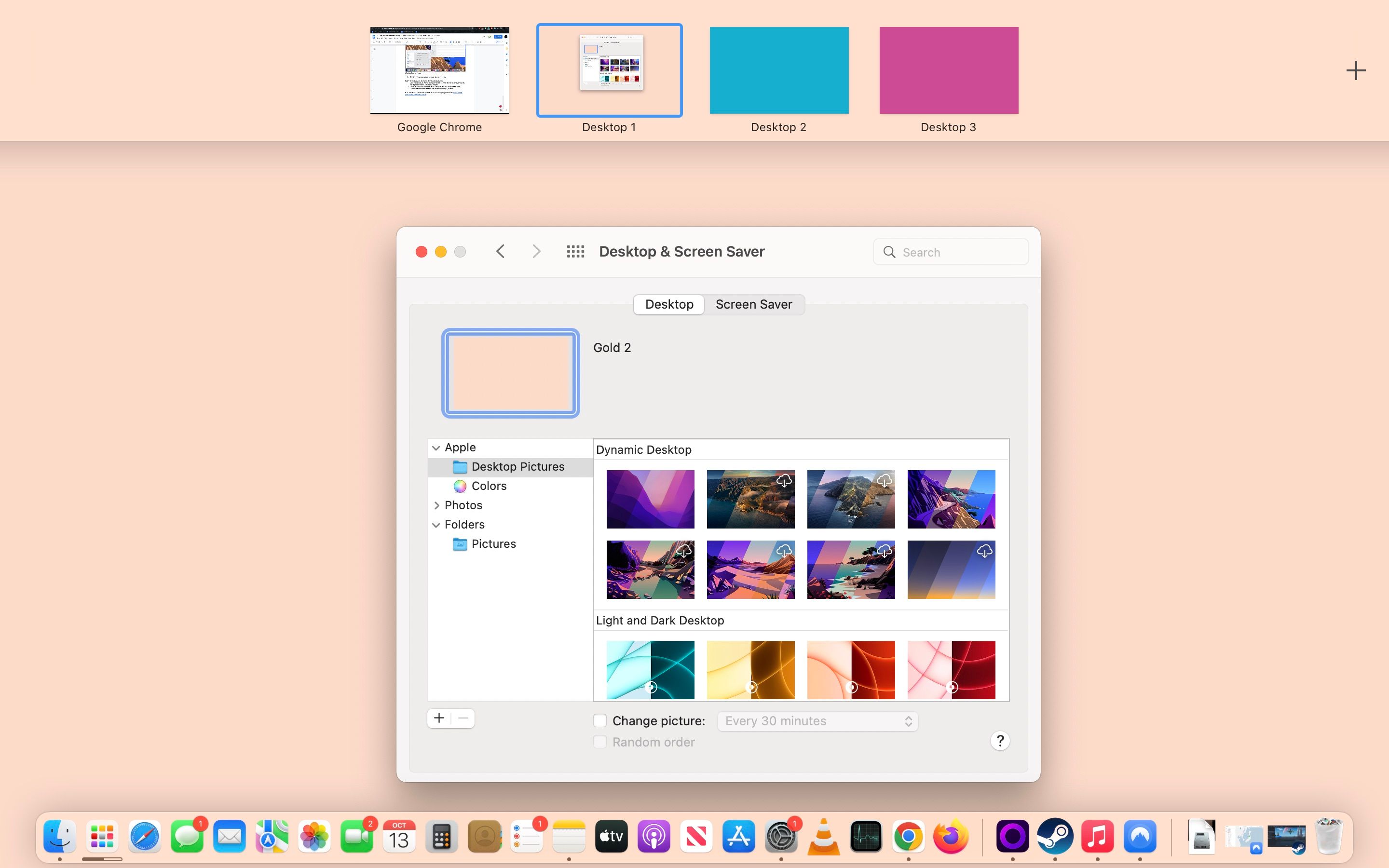 Screenshot of Desktops and Desktop Background Window