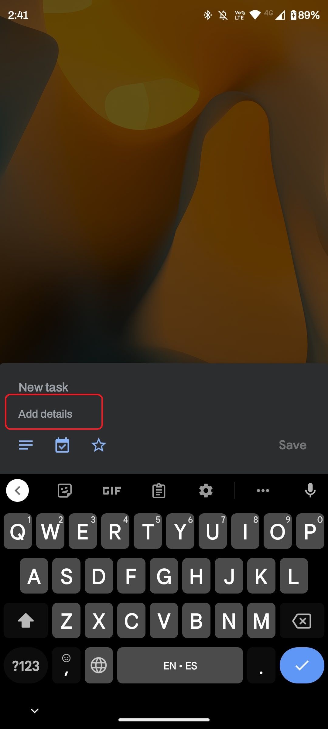 Add details in Google Tasks widget