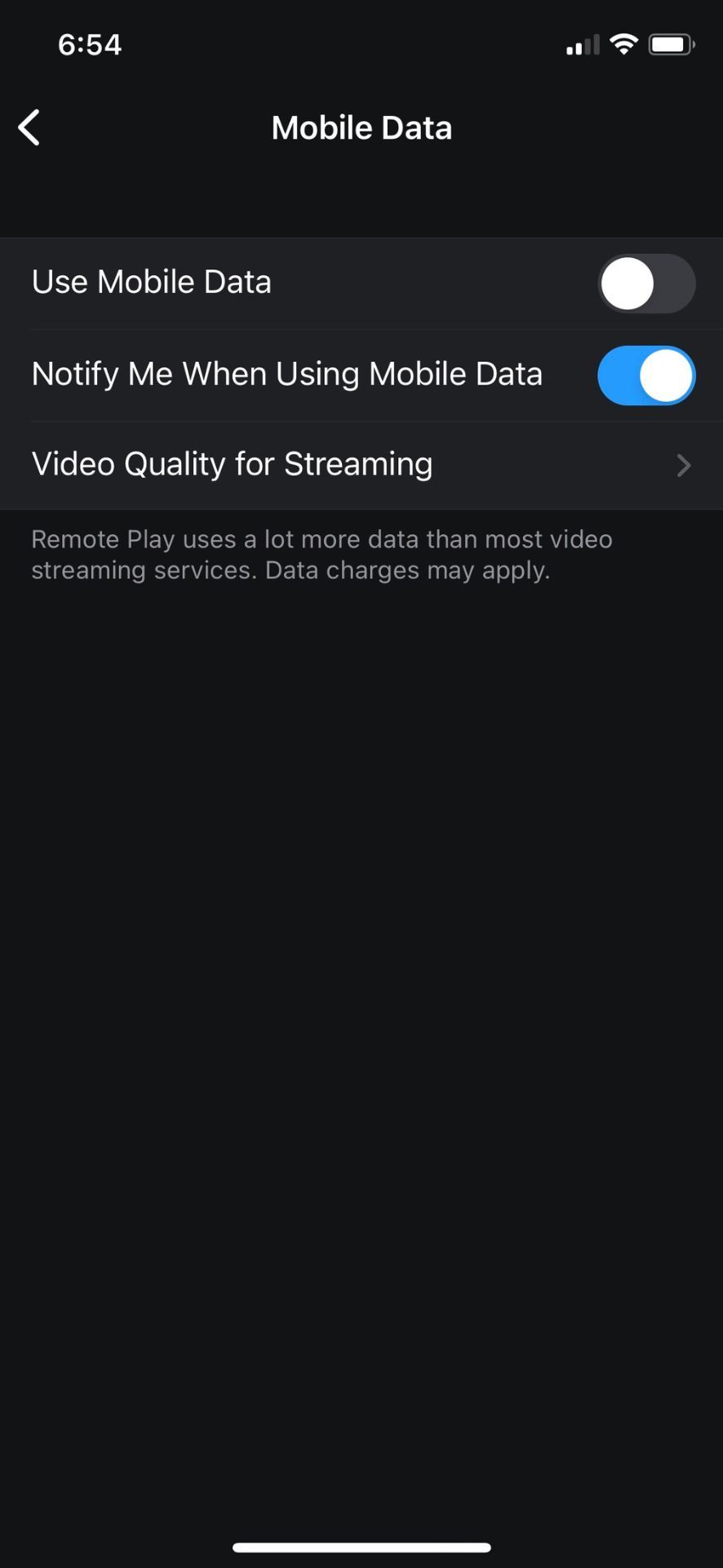 Setting up ps remote play on mobile device notify me when using mobile data