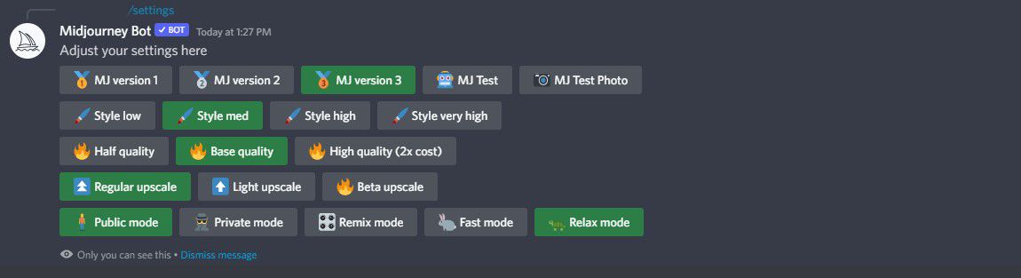 Midjourney Settings