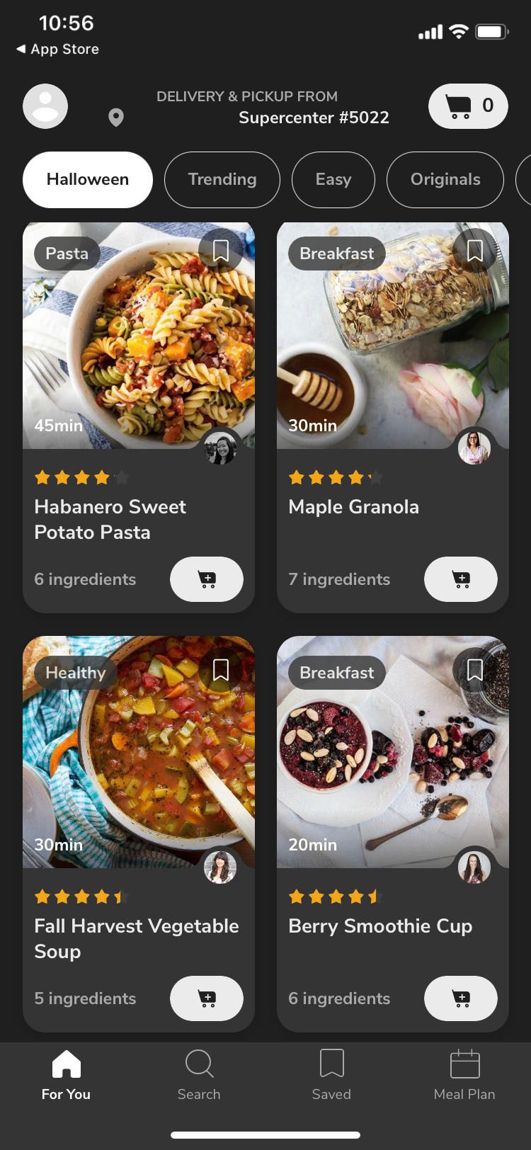 SideChef app For You screen