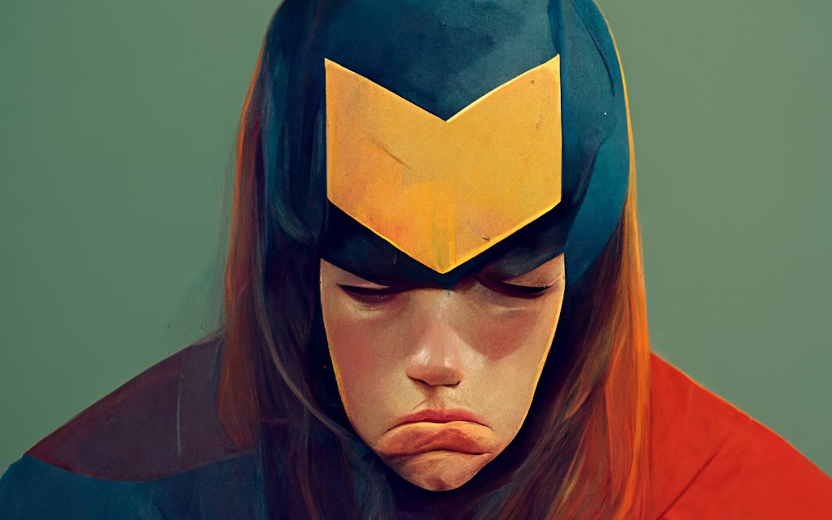 Superhero with a tired expression