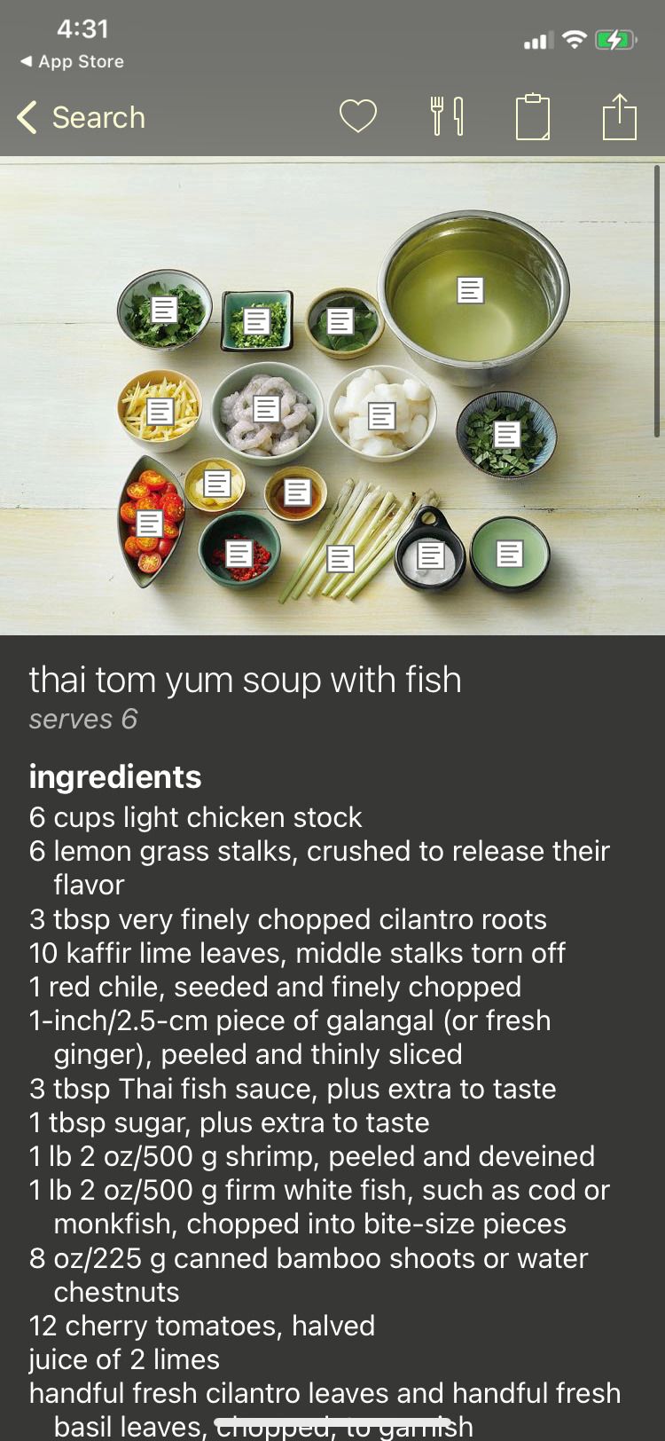 The Photo Cookbook app tom yum soup recipe