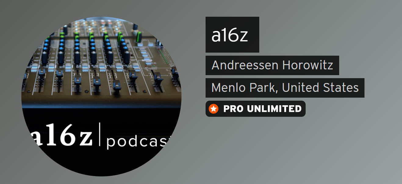 تصویری از پادکست a16z توسط Andreessen Horowitz