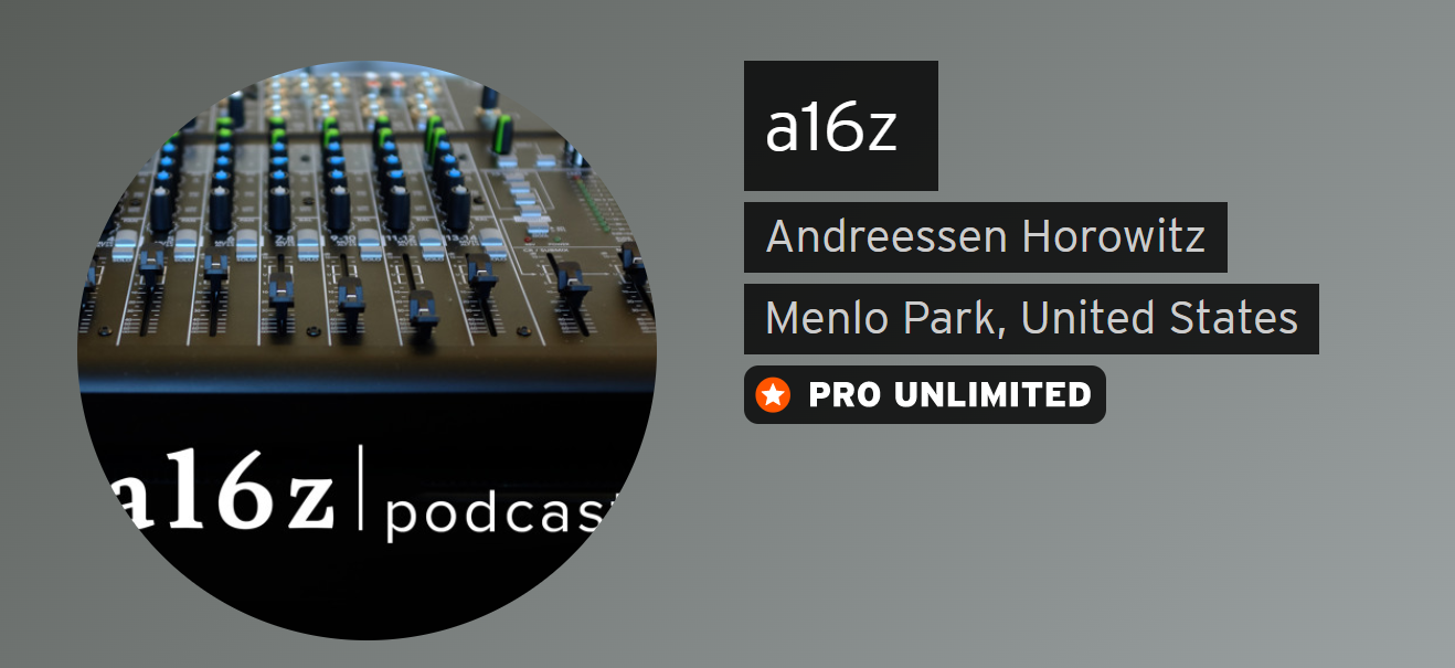 Screenshot of The a16z Podcast by Andreessen Horowitz