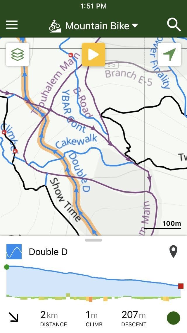 Trailforks app Trail Details screenshot