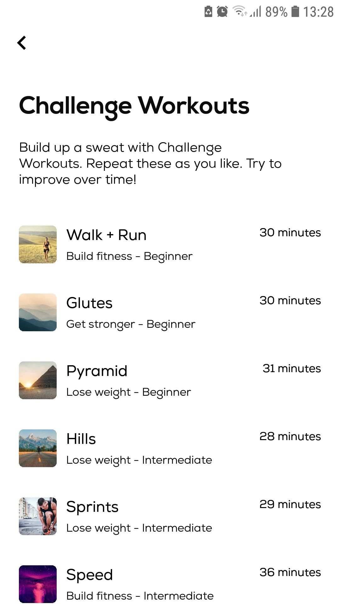 Treadmill mobile running walking workout app challenge