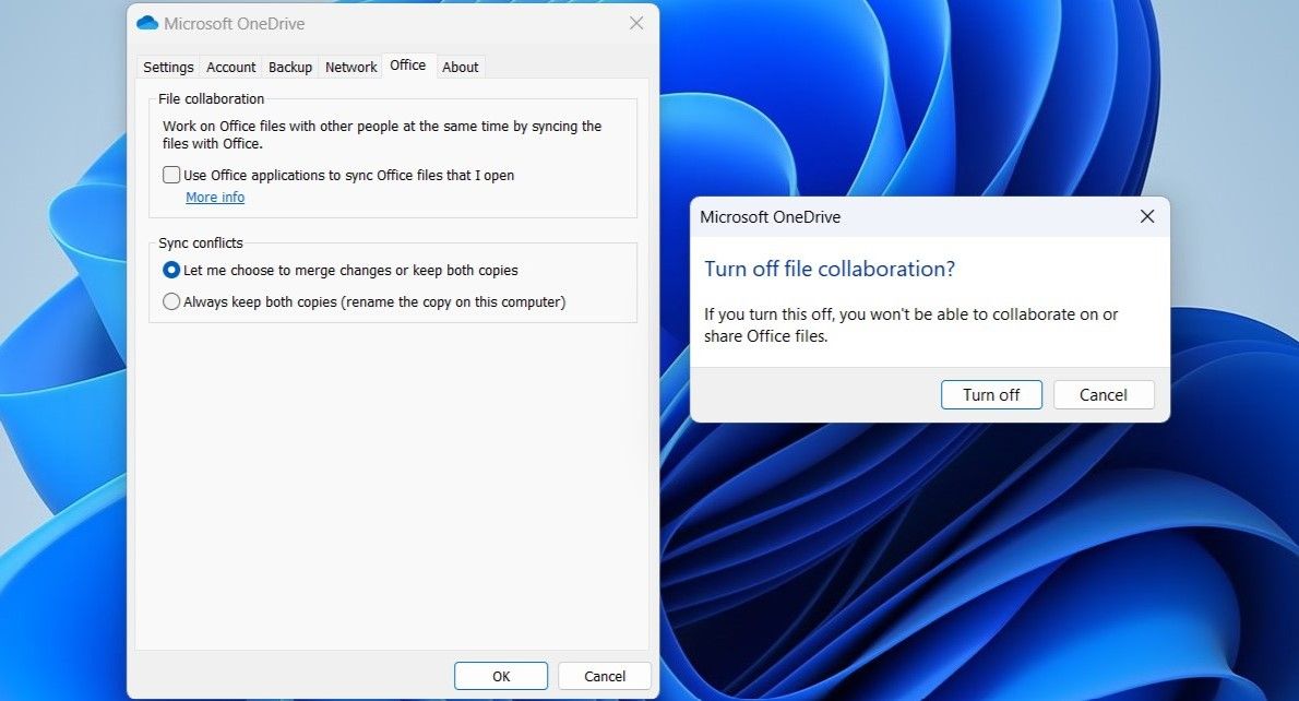Turn Off OneDrive File Collabration
