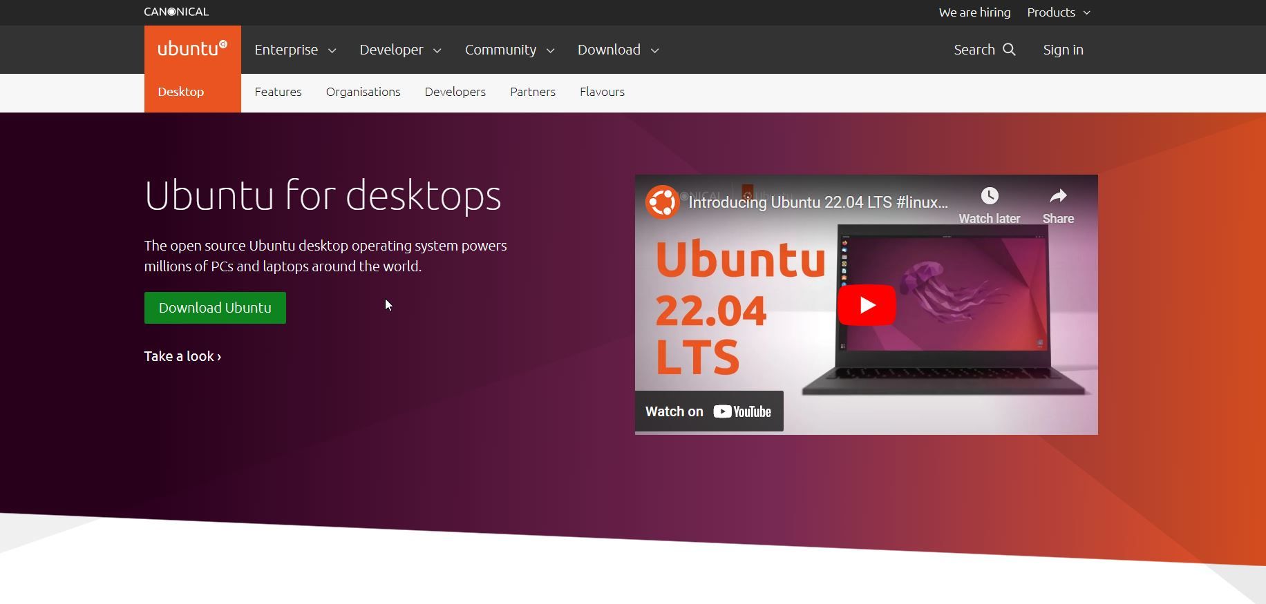 Ubuntu desktop page