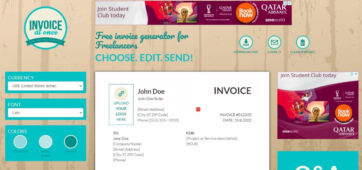 Using Invoice At Once to Create an Online Invoice