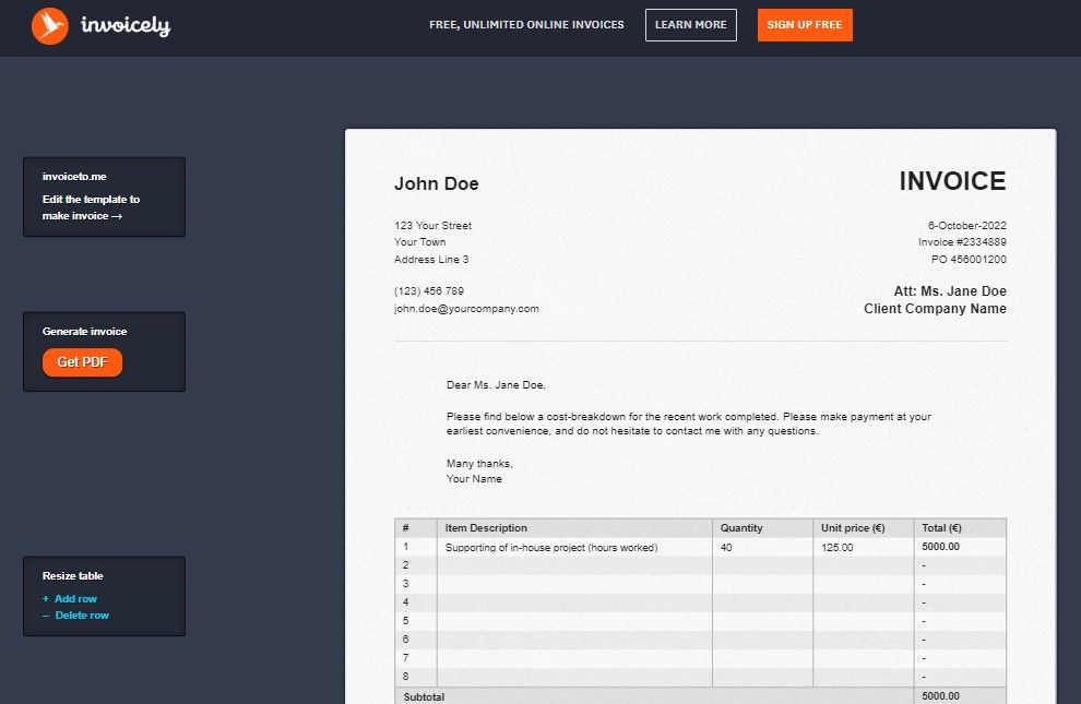 Using Invoicely to Create an Online Invoice