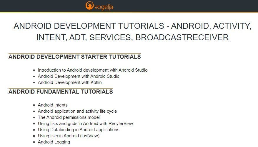 Vogella Free Android Development Courses