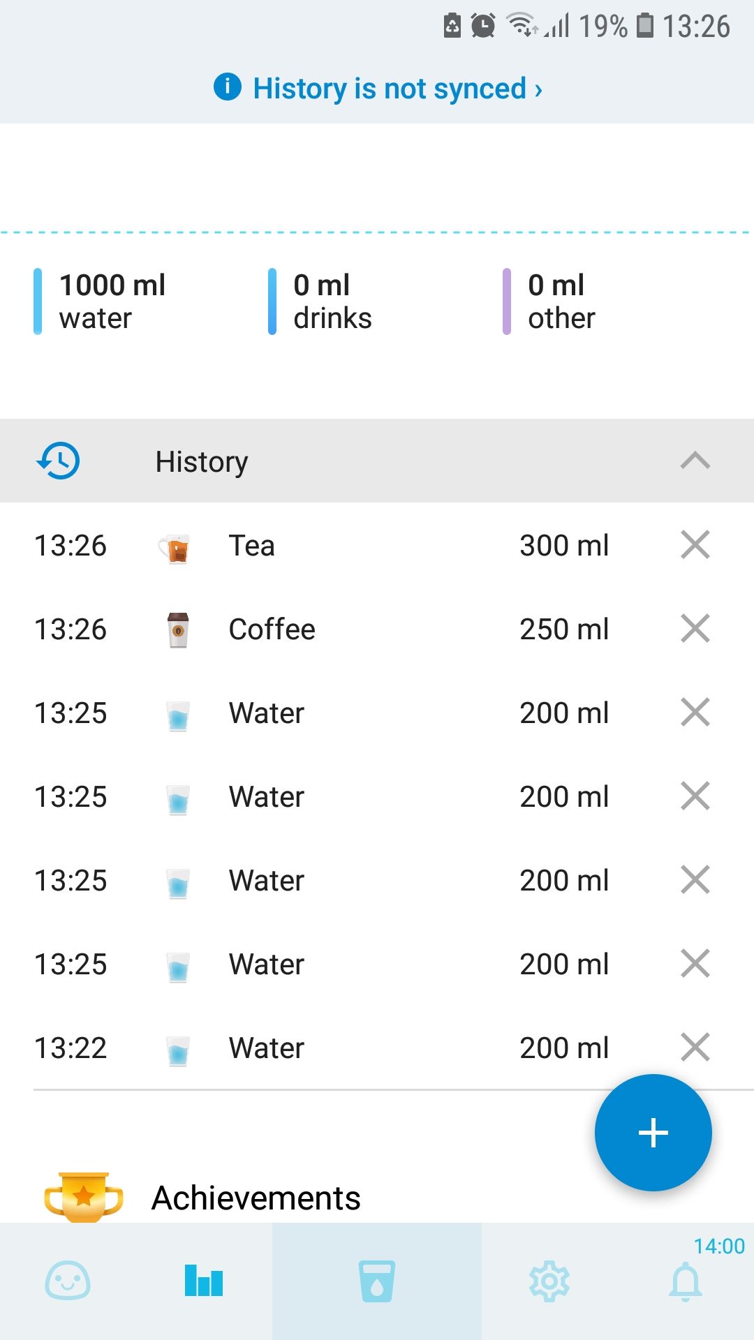 Water Time Tracker and Reminder mobile app history