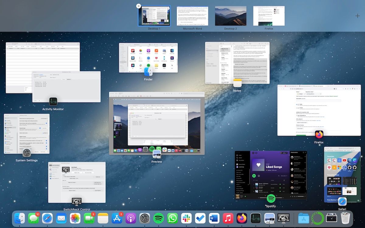 Multiple desktops on a Mac
