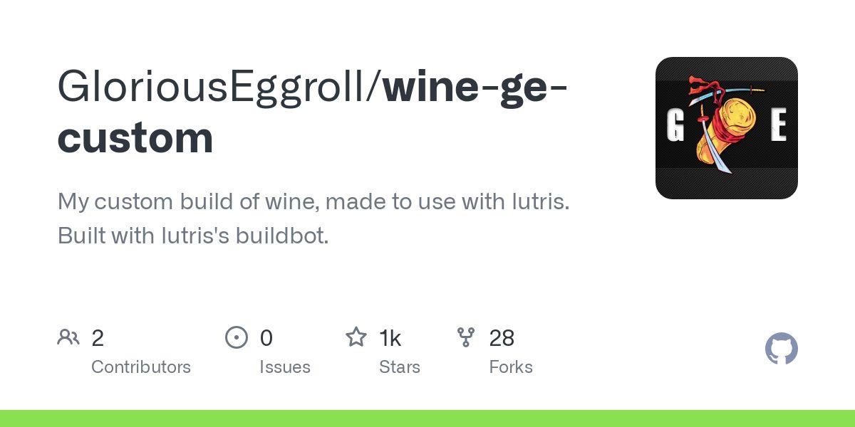 Screenshot of wine-ge-custom GitHub page.