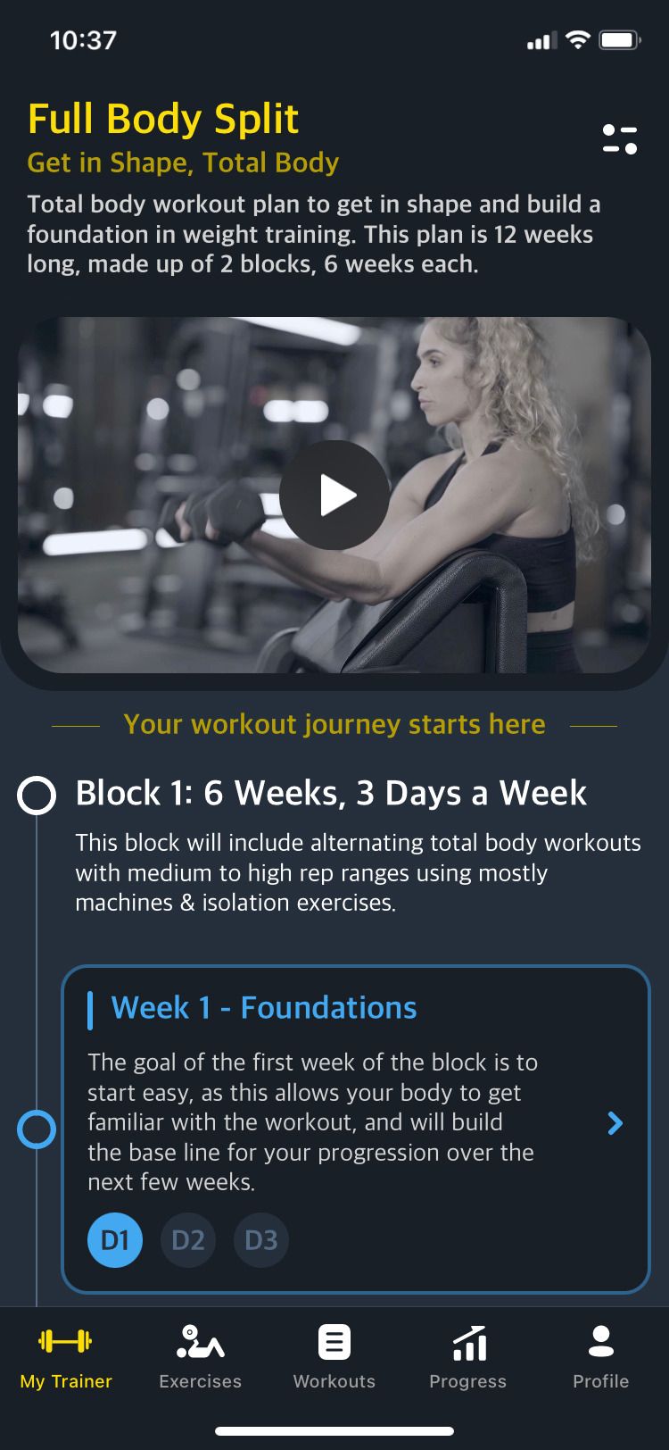 صفحه نمایش My Trainer برنامه Workout Gym Workout Planner