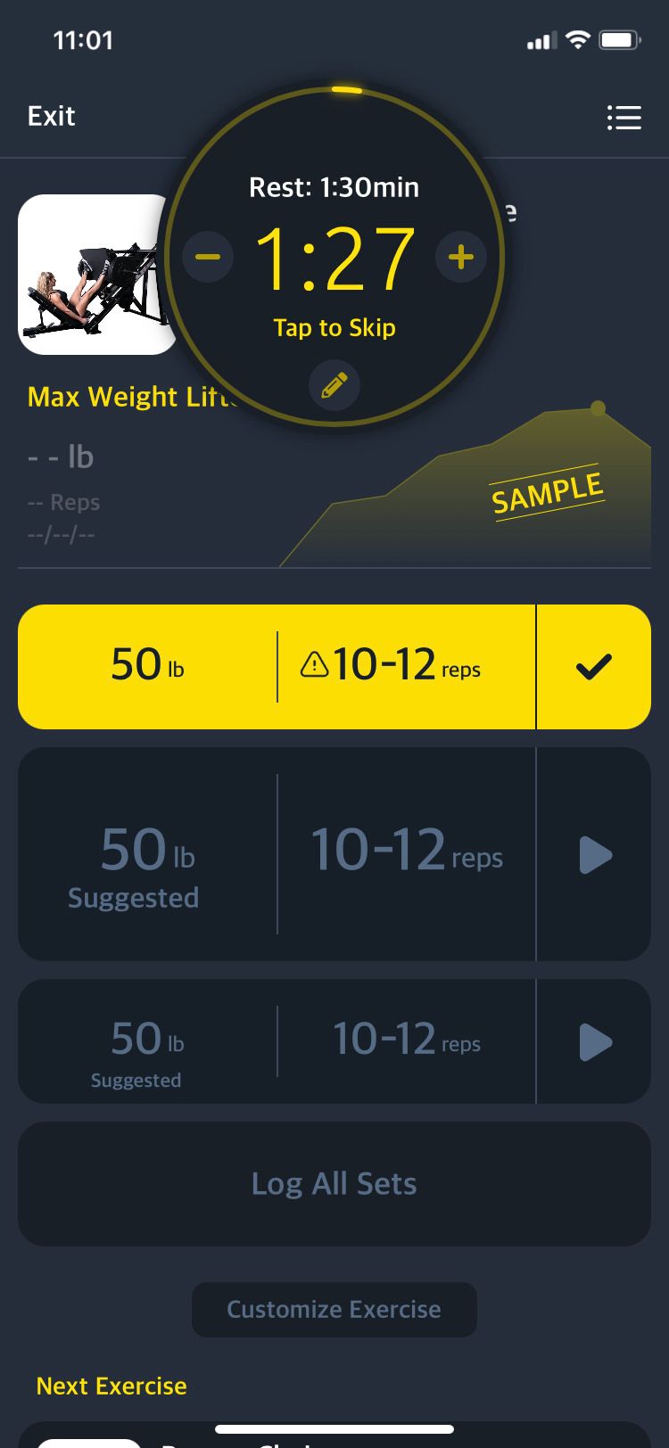 تمرین برنامه Workout Gym Workout Planner در حال انجام است